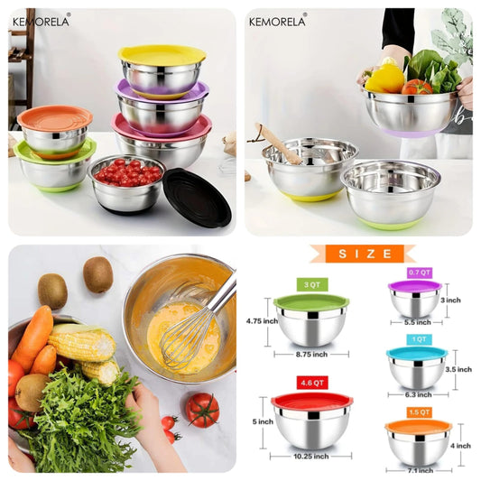 Stainless Steel Colourful 5pcs Bowl Set